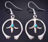 Silver & Kingman Turquoise Navajo Handmade Naja Earrings by Lorraine Chee 6B14F