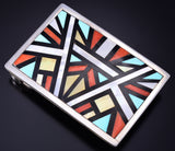 Vintage Turquoise Multistone Zuni Inlay Geometric Buckle by YK Natachu 6A03E