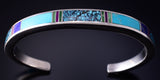 Silver & Turquoise Multistone Navajo Inlay Bracelet by SS 5F10F