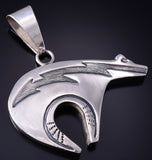 Vintage Silver Navajo Handmade Protected Heartline Bear Pendant 6A03C