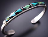 Sterling Silver Navajo Bracelet with Inlay Design by Shirley Henry 6K28N