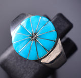 Size 8-3/4 Zuni Turquoise Men's Pinky Ring by Johnson Laweka 6K22H