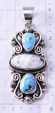 Silver & Golden Hills Turquoise White Buffalo Navajo Pendant Erick Begay 6C02N