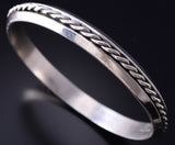 Vintage - Silver Navajo Handmade Twisted Rope Bangle Bracelet by Nora Tahe 6B14Z