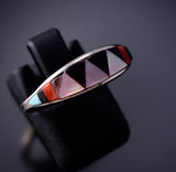 Size 9 Zuni Multistone Inlay Silver Ring by Tammie Qualo 6K27T