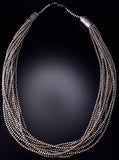 10-Strand Silver Handstrung Navajo Pearls Dream Necklace 6H25S