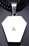 Vintage 23" Silver & Onyx w/ Opal Navajo Inlay Necklace by CL 6H06Y