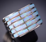 Size 11 Silver & Opal 5 Row Navajo Inlay Ring by Jamie Johnson 6D09U