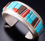 Preowned Silver Multistone Navajo Cobblestone Inlay Bracelet Darryl Begay 6H31V