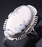 Size 6 Silver & White Buffalo Turquoise Navajo Ring by Linda Yazzie 5L10M