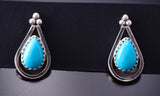 Silver & Turquoise Zuni Handmade Earrings by Teresa Kinsel 4A29R