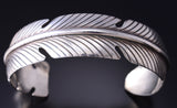Vintage Silver Navajo Handstamped Eagle Feather Bracelet - Douglas Etsitty 6A03T