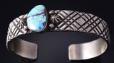 Silver & Golden Hills Turquoise Navajo Handmade Bracelet by Erick Begay 5H01J
