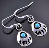Silver & Turquoise Strong Bear Claw Navajo Earrings by Leta Parker 2B18G