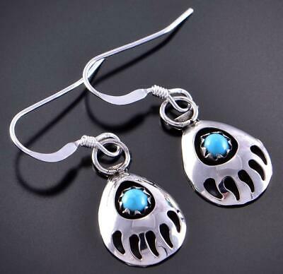 Silver & Turquoise Strong Bear Claw Navajo Earrings by Leta Parker 2B18G
