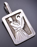Reversible Silver Navajo Woman Child Canyon De Chelly Pendant Ravis Henry 6D20L