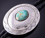 Silver & Turquoise Navajo Handmade Men's Bolo Tie by Wilber Muskett 4D15J