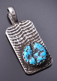 Silver & Turquoise Navajo Cuttlefish Tufacast Pendant by Ravis Henry 6D20T