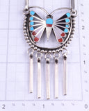 Silver Multistone Zuni Inlay Butterfly Necklace 3-Piece Set Adrian Wallace 5L25Z
