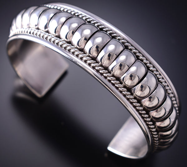 Navajo Silver Scalloped Design Bracelet by Thomas Charley 6K28D