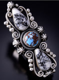 Sz 9.5 Silver Golden Hills Turquoise White Buffalo Navajo Ring Erick Begay 6C01S