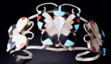 Silver & Turquoise Multistone Zuni Inlay Butterfly Bracelet Allison Dishta 5L20Y
