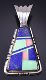 Vintage Silver Multistone Navajo Inlay Pendant 6A03X