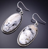 Silver & White Buffalo Turquoise Navajo Earrings by Sammie Burnside 6D09O