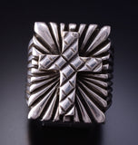 Size 12-1/2 Silver Navajo Handfiled The Cross Ring by Erick Begay 4H35Y