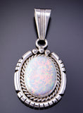 Silver & Opal Navajo Handmade Pendant by Samuel Yellowhair 3D06O