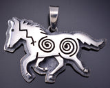 Silver Hopi Overlay Running Free Horse Pendant by Gerald Lomaventema 6G29C