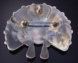 Vintage Silver & Turquoise Multistone Zuni Inlay Sunface Pendant/Brooch 5F10M