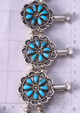 7-Piece Silver & Turquoise Petit Navajo Squash Blossom Necklace Set by M 5J29K