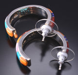 Large Inlay Hoop Earring by Navajo Aldora Henry 6K02U