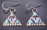 Silver & Turquoise Multistone Zuni Inlay Earrings by Wilton & Carol Niiha 6D20Y