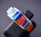 Size 7 Silver & Turquoise Multistone Navajo Inlay Ring by Pamela Daniels 6F17F