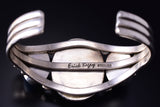 Silver & Golden Hills Turquoise White Buffalo Navajo Bracelet Erick Begay 5F30M