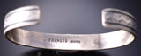 Navajo Stamped Silver Bracelet with Golden Hills Turquoise by Francis Yazzie 6K28M