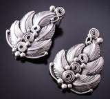 Silver Navajo Handmade Eagle Feathers Earrings by Darrell Morgan 4D15R