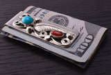 Handmade turquoise/coral or Turquoise/turquoise Money Clips 3M05A