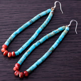 Turquoise Heishi Jocla Earrings by Joe & Joann Garcia - Santo Domingo 3M05G