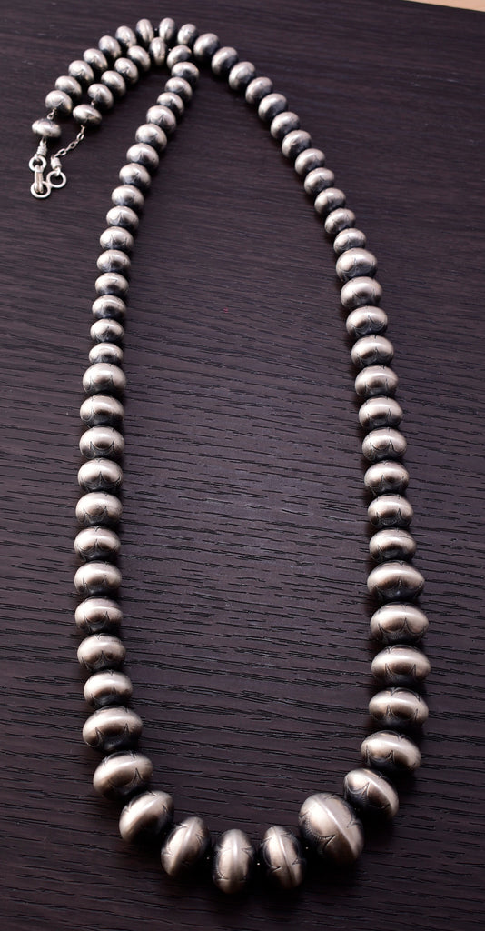 Handmade Graduated Silver Bead Necklace