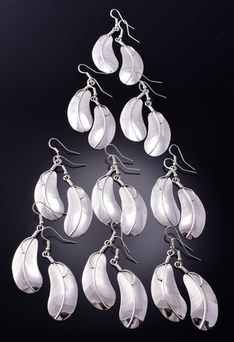 Silver Feather Earrings by Chester Charley 3M05L
