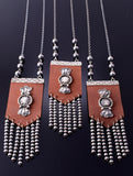Leather and Navajo Pearls Necklace by Betta Lee 3M05N