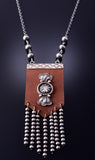 Leather and Navajo Pearls Necklace by Betta Lee 3M05N