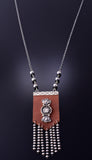 Leather and Navajo Pearls Necklace by Betta Lee 3M05N