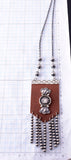 Leather and Navajo Pearls Necklace by Betta Lee 3M05N