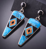 Silver & Turquoise Multistone Navajo Inlay Earrrings by Mel Benally4A29E