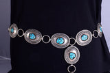 Vintage Shadow Box Link Concho Belt with Turquoise 5L11M