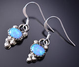 Silver & Opal Navajo Handmade Dangle Earrings by Gerald Joe 6G29M